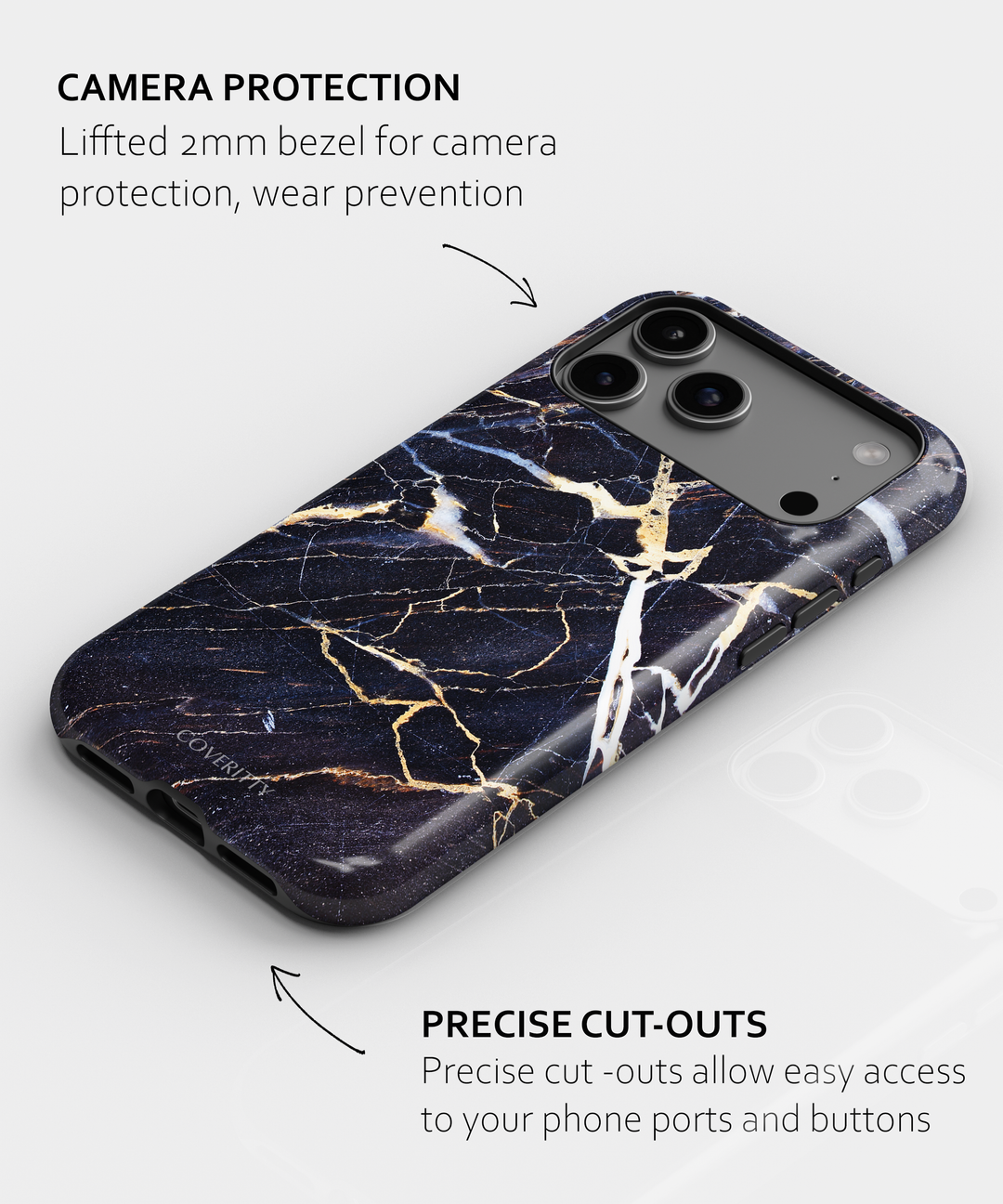 Sleek Midnight Marble case – elegant iPhone protection with marble design.