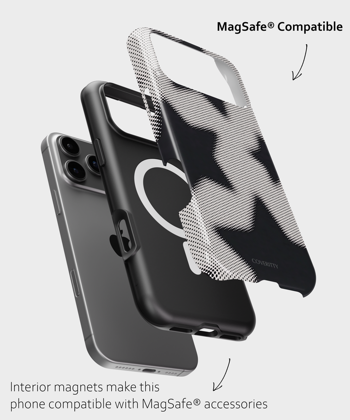 Phone case with MagSafe compatibility on a light gray background