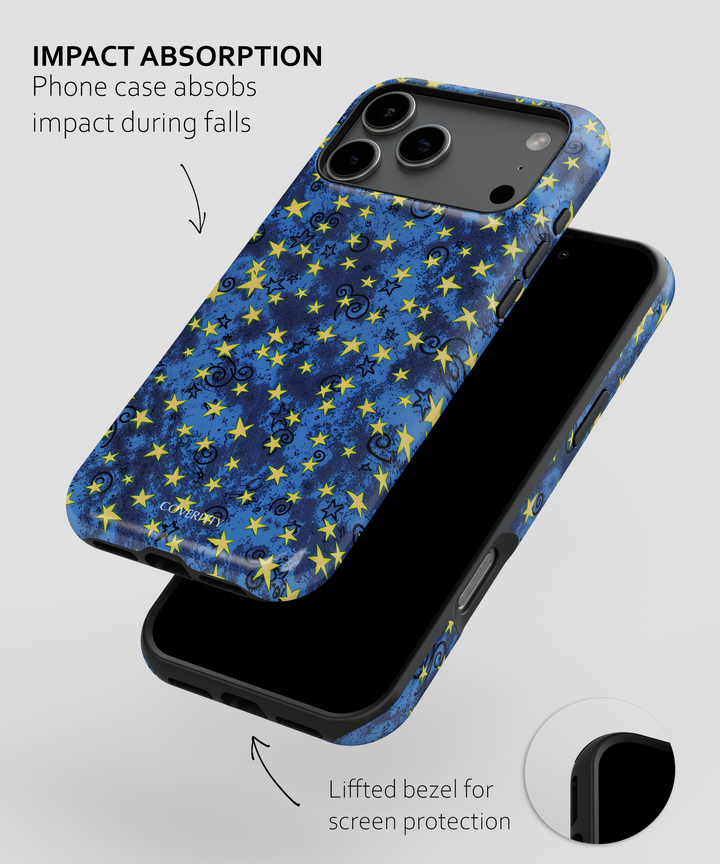 Protective iPhone case with dreamy celestial pattern