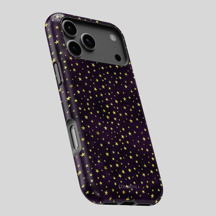 Phone case with star pattern on a gray background
