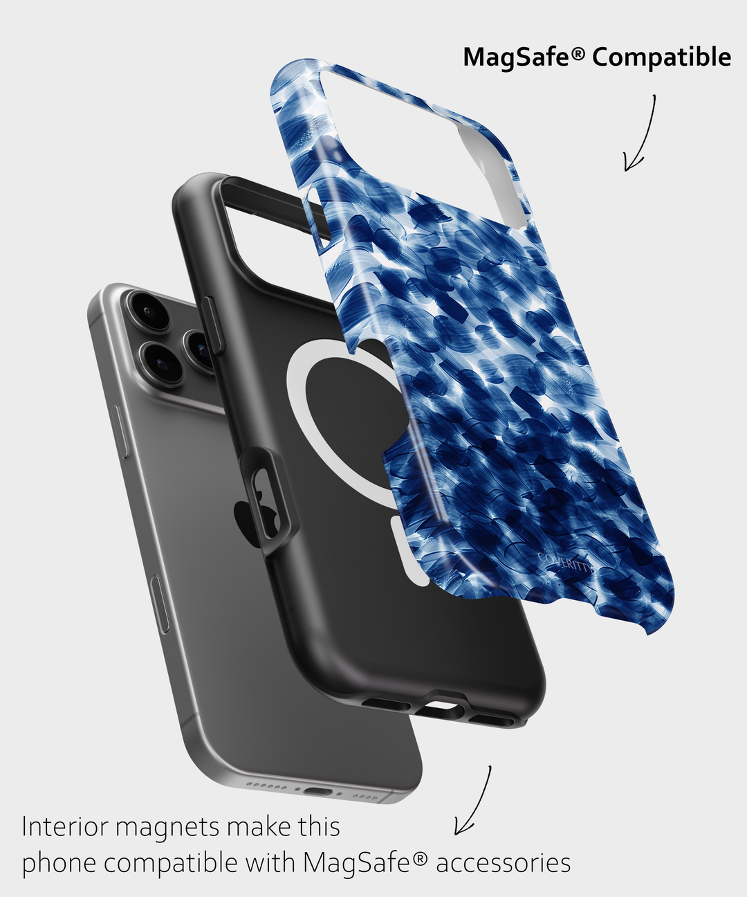 Phone case with MagSafe compatibility feature on a white background