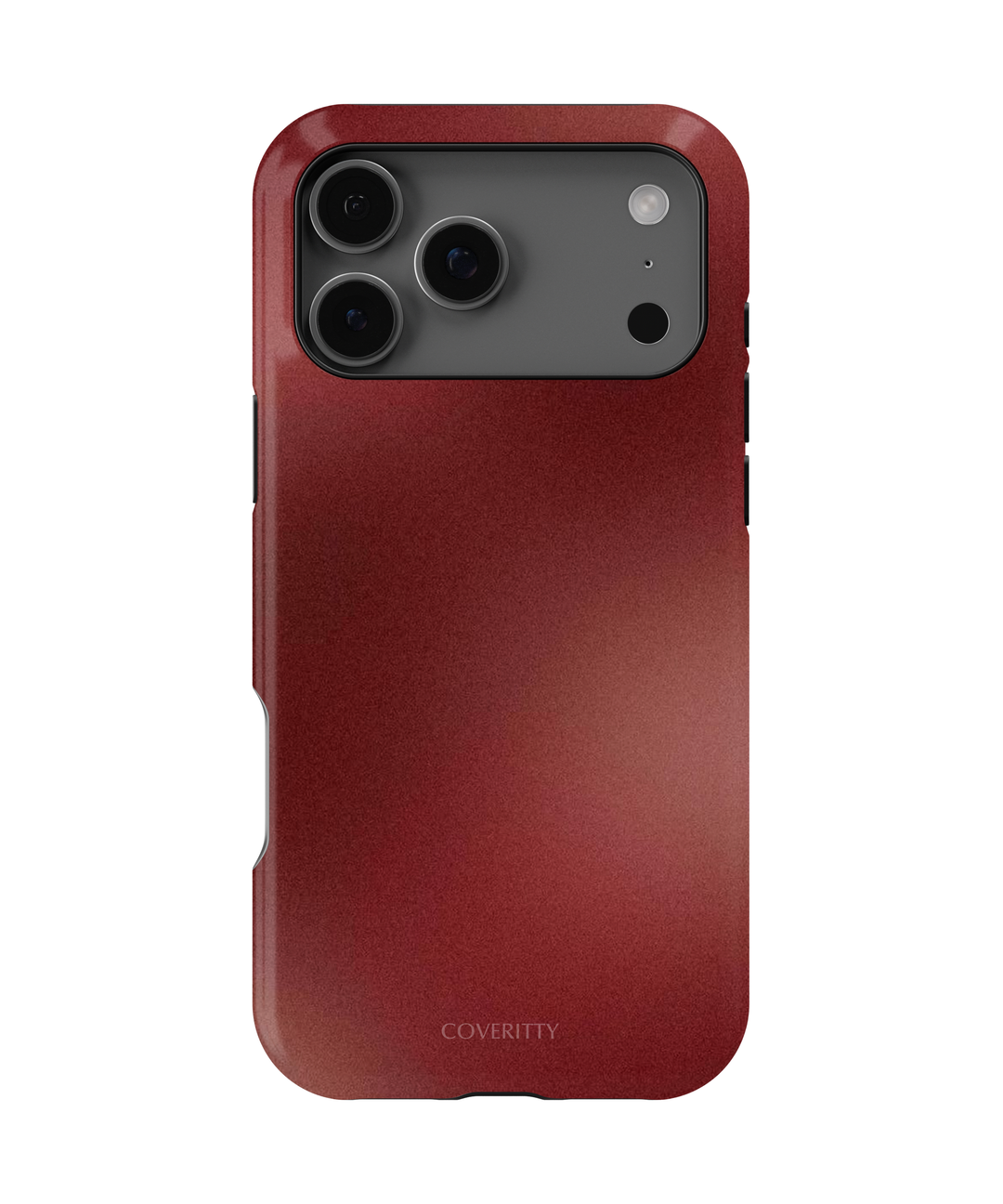 Red phone case with 'Coverity' branding on a white background
