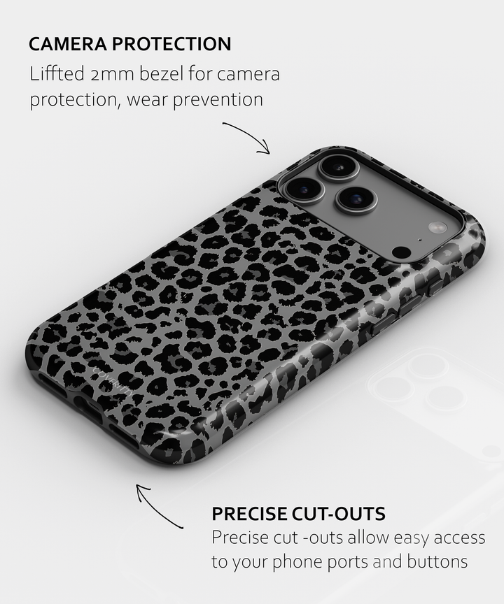 Phone case with leopard print design on a white background