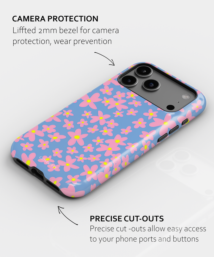 Cute floral phone case with pastel pink and yellow flowers