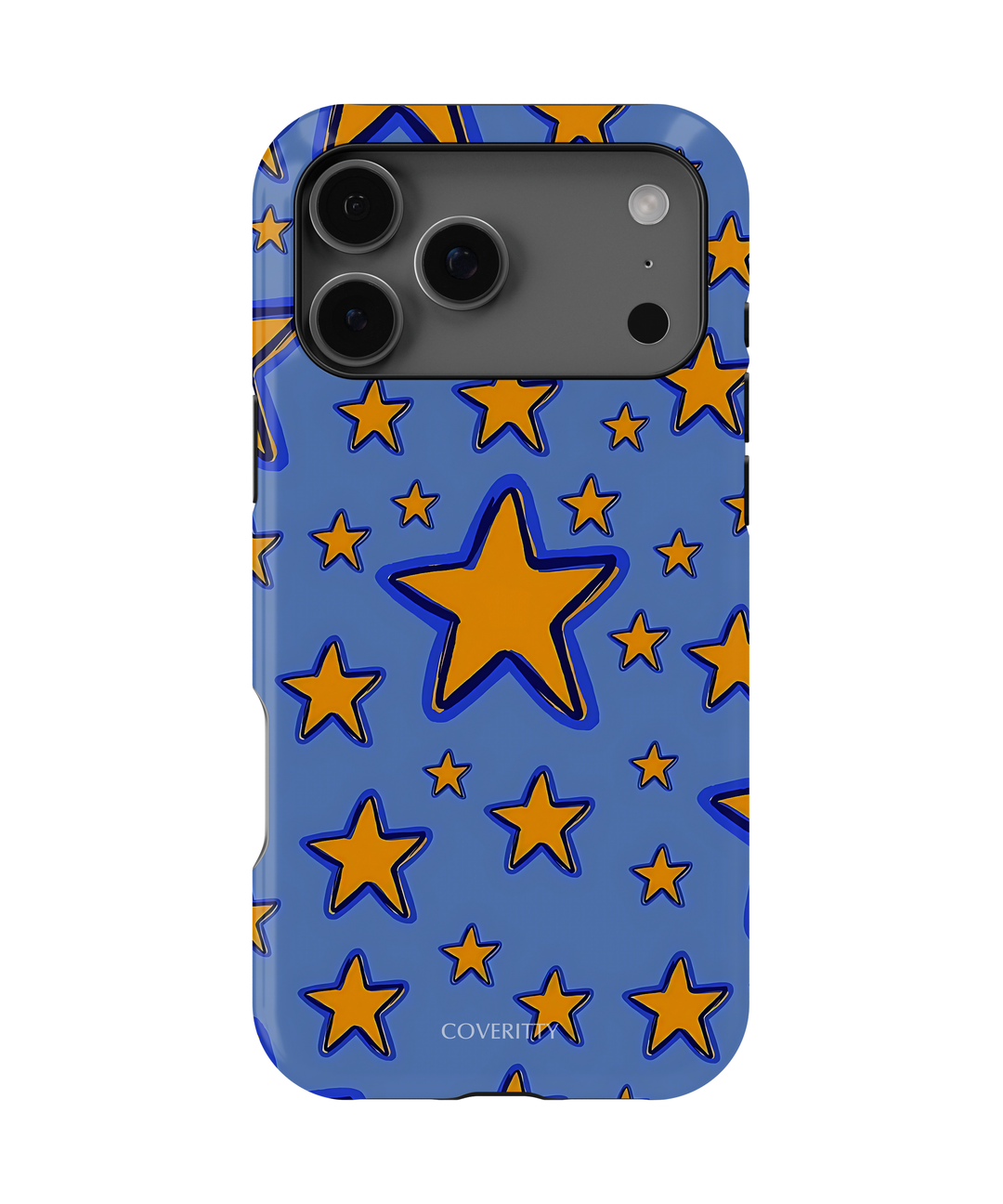 Trendy blue and orange star phone case – aesthetic cover by Coveritty