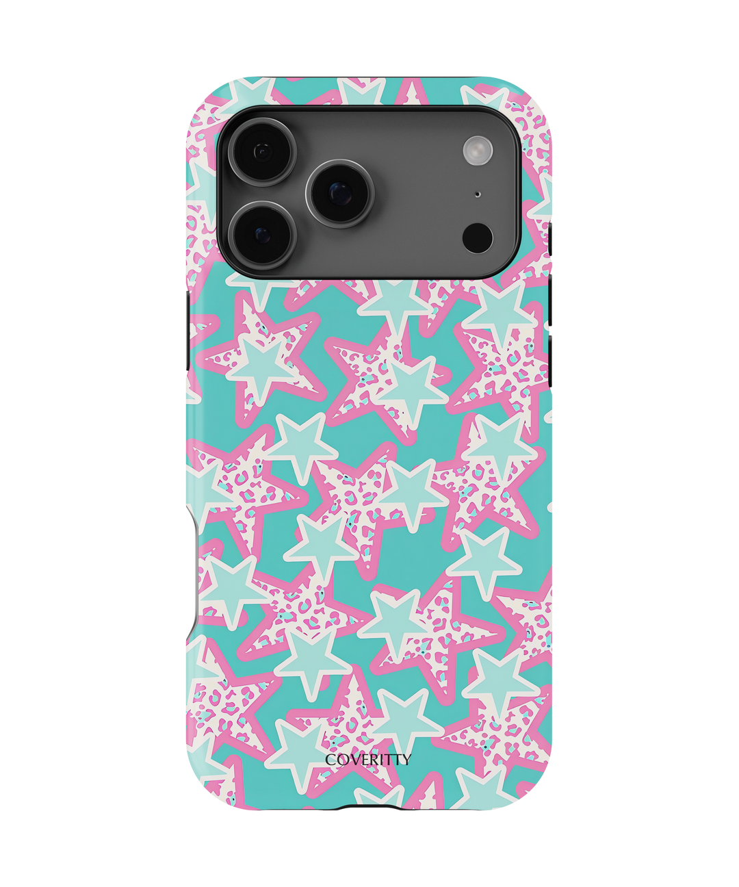 StarPop teal and pink star iPhone 15 case by Coveritty