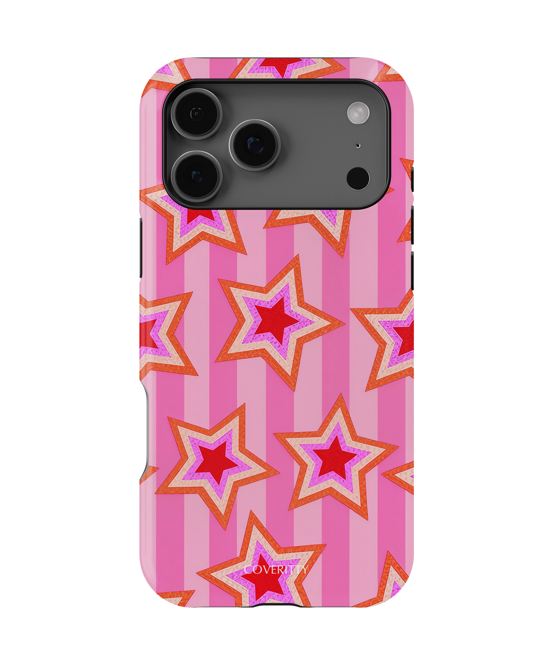 starstruck Pink phone case with colorful star design