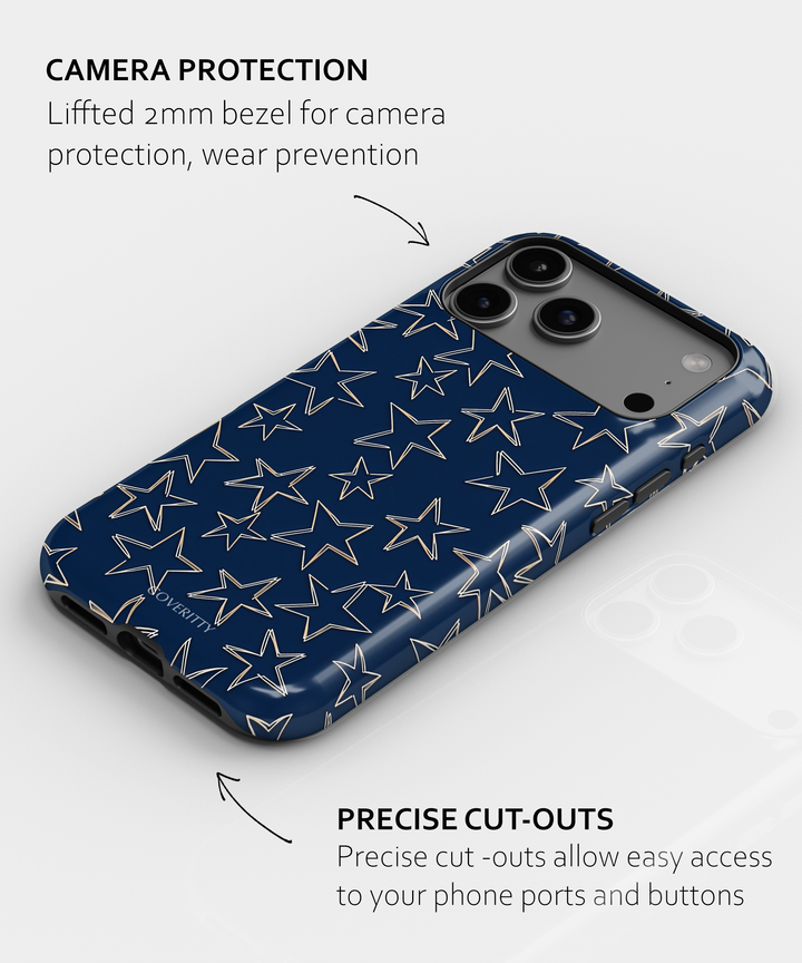 Phone case with star pattern on a white background